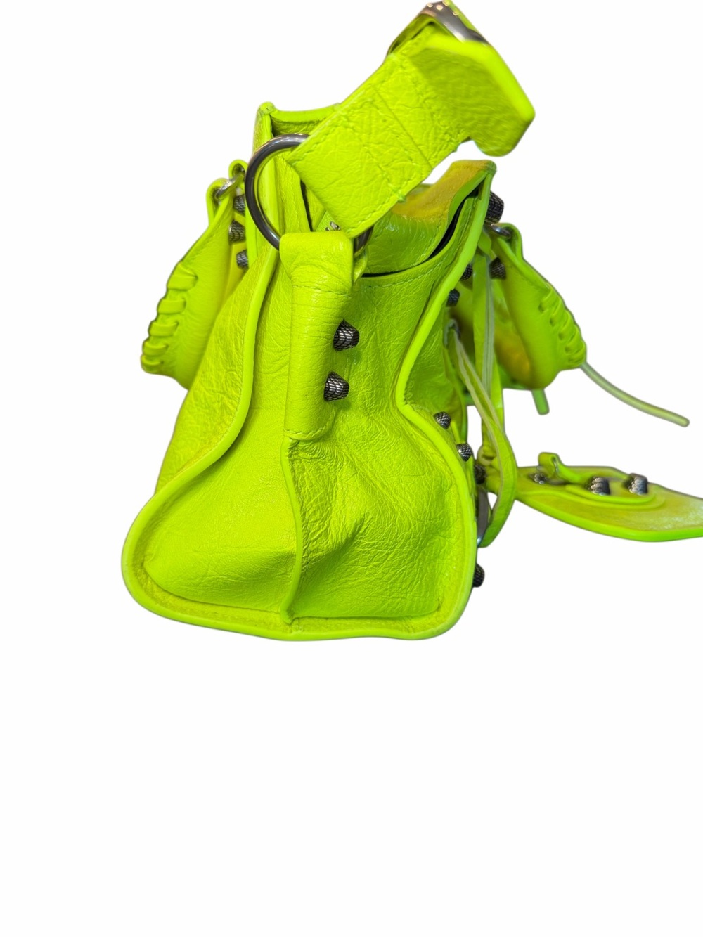 🎉 SOLD 🎉  BALENCIAGA Neo Cagole City XS – Fluo Neon Yellow Heart Rare - Picture 4 of 16